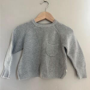 ZARA Knit Sweater 12-18M Soft Gray Waffle Pullover Cozy Minimalist Scandi Baby